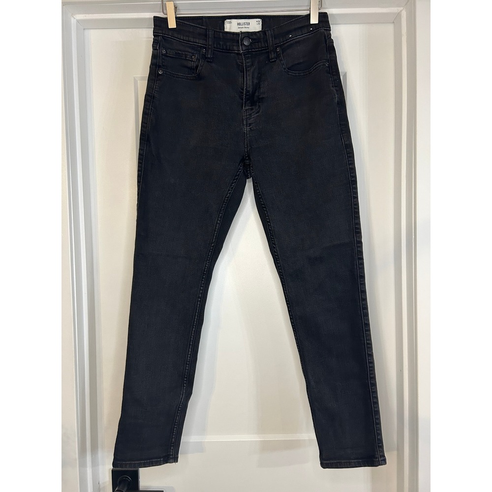 Hollister Athletic Skinny Jeans Mens 30x27 Faded Black Denim Pants Goth Grunge